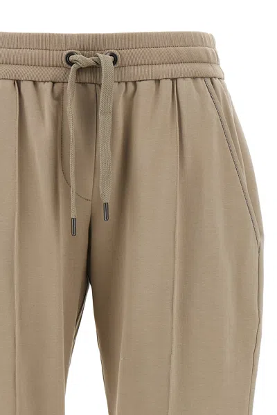 Brunello Cucinelli Elastic Waistband Rolled Cuffs Side Pockets In Brown