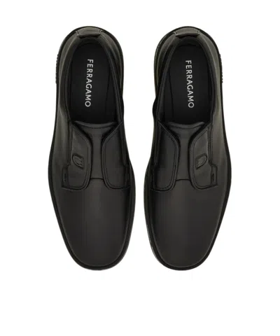 Ferragamo Slip-on Rubber Sole Shoes In Black
