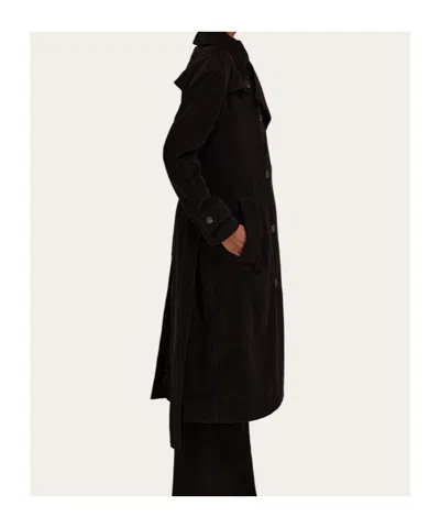 Ferragamo Double-breasted Corduroy Trench Coat In Brown
