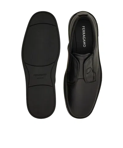 Ferragamo Slip-on Rubber Sole Shoes In Black