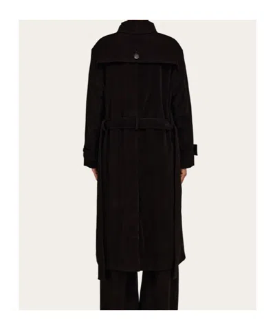 Ferragamo Double-breasted Corduroy Trench Coat In Brown