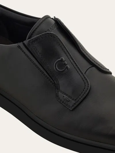 Ferragamo Slip-on Rubber Sole Shoes In Black