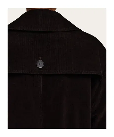 Ferragamo Double-breasted Corduroy Trench Coat In Brown