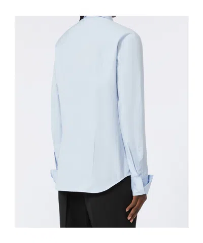 Sportmax Clean Line Tailored Collar Cotton Top In Blue