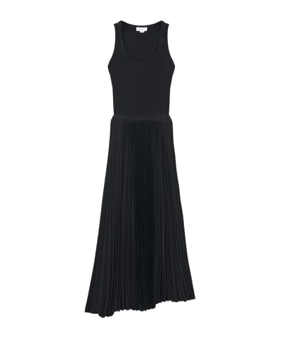Alexander Mcqueen Ribbed-knit Cotton Midi Dress In Black