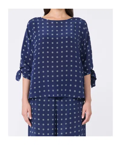 Weekend Max Mara Silk Floral Print Blouse In Blue