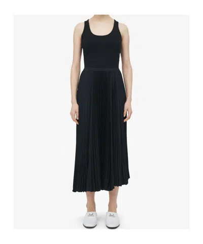 Alexander Mcqueen Ribbed-knit Cotton Midi Dress In Black