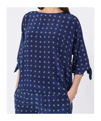 Weekend Max Mara Silk Floral Print Blouse In Blue