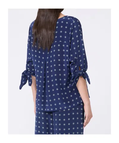 Weekend Max Mara Silk Floral Print Blouse In Blue