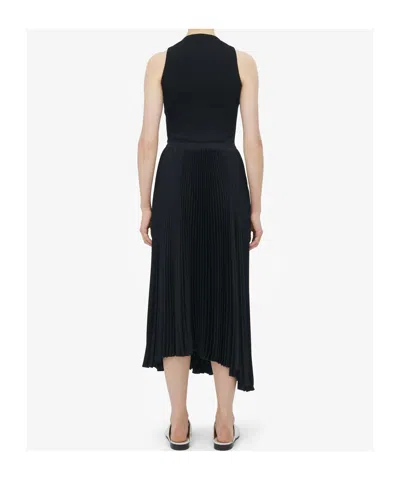 Alexander Mcqueen Ribbed-knit Cotton Midi Dress In Black