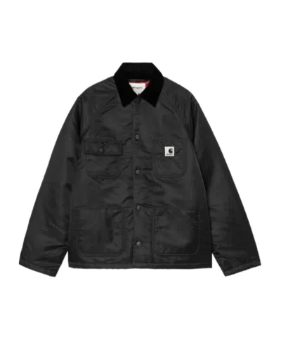 Carhartt Wip Alumni Chore Coat Jacket In Black Nylon In Black