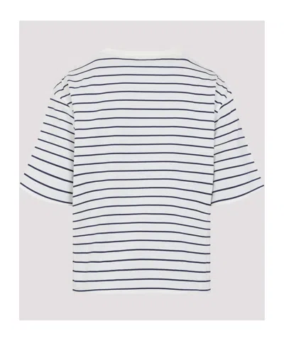 Miu Miu Striped Cotton T-shirt In White