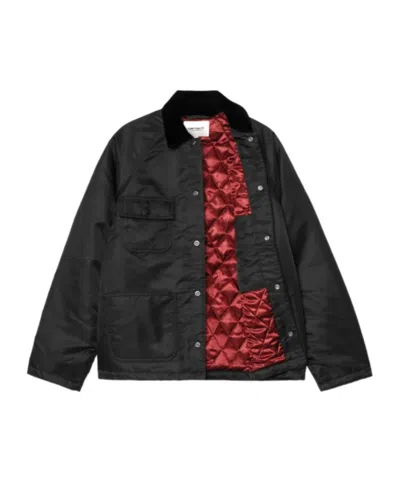 Carhartt Wip Alumni Chore Coat Jacket In Black Nylon In Black
