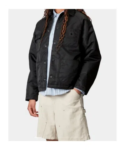 Carhartt Wip Alumni Chore Coat Jacket In Black Nylon In Black