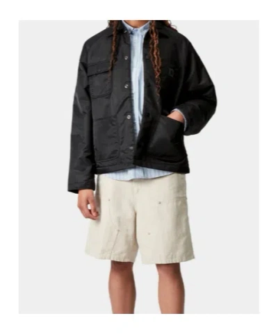 Carhartt Wip Alumni Chore Coat Jacket In Black Nylon In Black