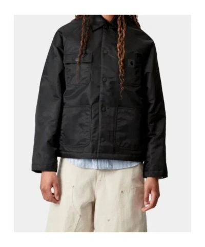 Carhartt Wip Alumni Chore Coat Jacket In Black Nylon In Black