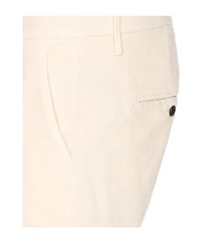 Dondup Tailored Fit Off-white Corduroy Jeans With Button Fly In Neutral