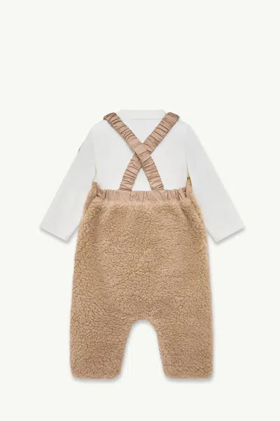 Moncler Long-sleeved T-shirt And Overalls Set In Brown