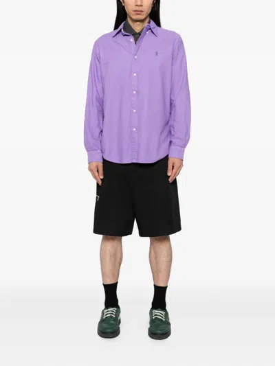 Polo Ralph Lauren Classic Fig Garment Dyed Cotton Button-down Oxford Shirt In Purple