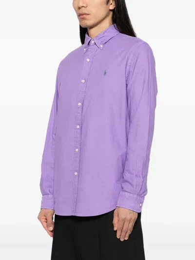 Polo Ralph Lauren Classic Fig Garment Dyed Cotton Button-down Oxford Shirt In Purple