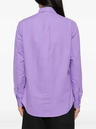 Polo Ralph Lauren Classic Fig Garment Dyed Cotton Button-down Oxford Shirt In Purple
