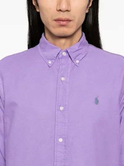 Polo Ralph Lauren Classic Fig Garment Dyed Cotton Button-down Oxford Shirt In Purple