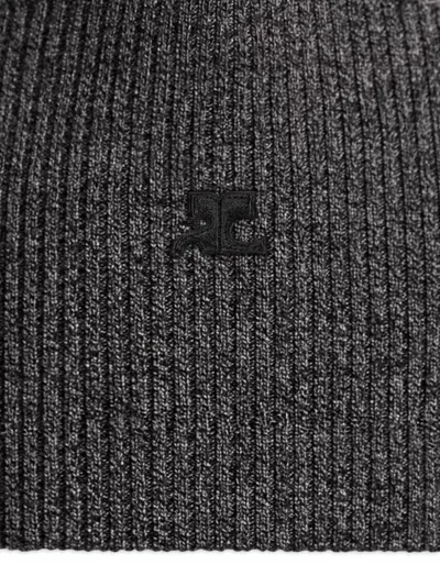 Courrèges Ribbed-knit Beanie In Gray