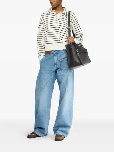 Jw Anderson Striped Polo Shirt In Black
