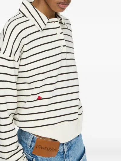 Jw Anderson Striped Polo Shirt In Black
