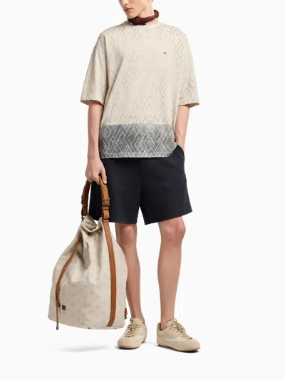 Emporio Armani Textured Track Shorts In Black