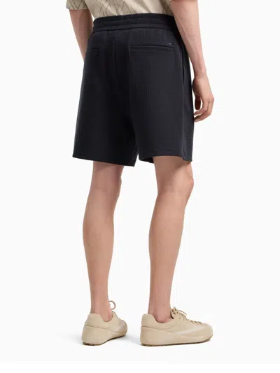 Emporio Armani Textured Track Shorts In Black