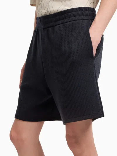 Emporio Armani Textured Track Shorts In Black