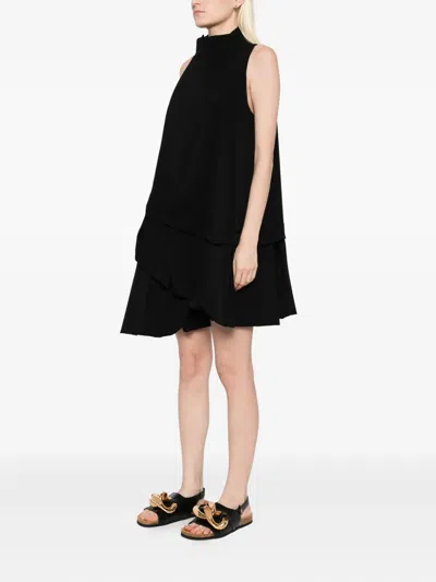 Jw Anderson Ruffle-hem Mini Dress In Black