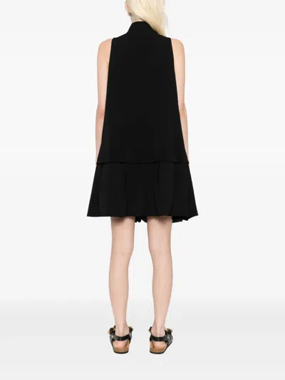 Jw Anderson Ruffle-hem Mini Dress In Black