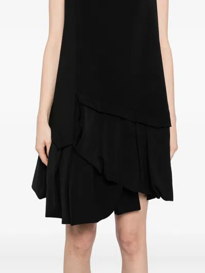 Jw Anderson Ruffle-hem Mini Dress In Black