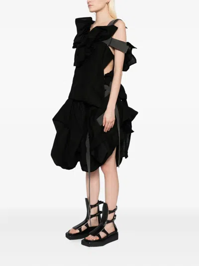 Yohji Yamamoto Linen Draped Dress In Black