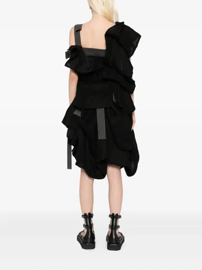 Yohji Yamamoto Linen Draped Dress In Black
