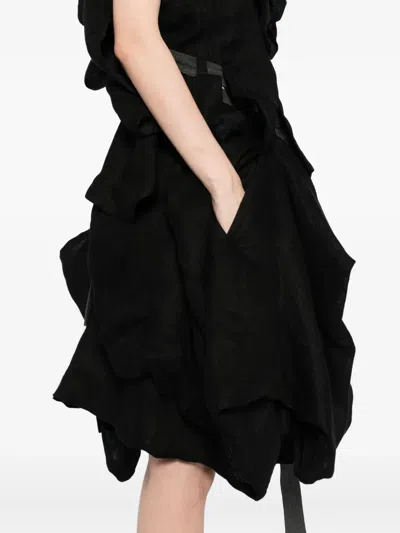 Yohji Yamamoto Linen Draped Dress In Black