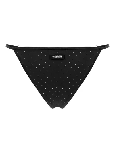 Sundek Crystal-embellished Bikini Bottoms In Black