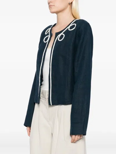 Skall Studio Embellished Pearl Jacket In Blue