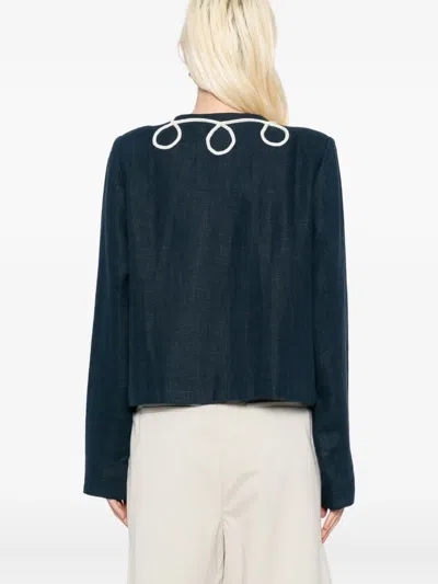 Skall Studio Embellished Pearl Jacket In Blue