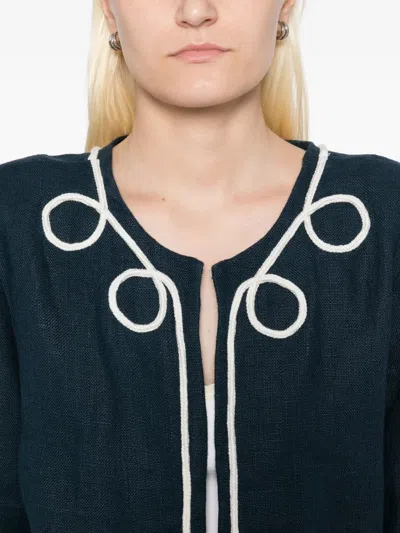 Skall Studio Embellished Pearl Jacket In Blue