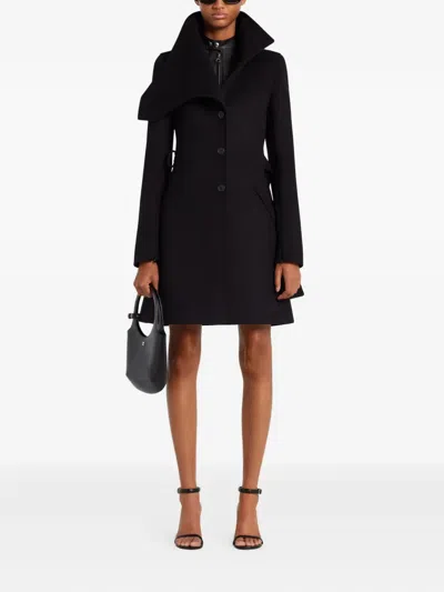Courrèges Asymmetric-lapel Button-up Coat In Black
