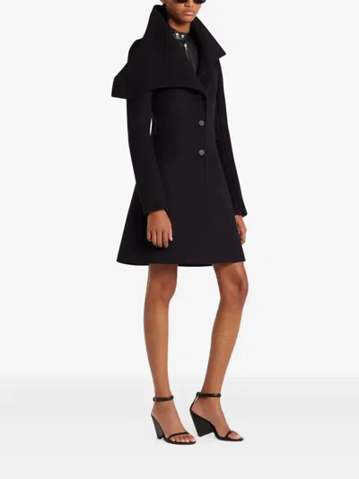 Courrèges Asymmetric-lapel Button-up Coat In Black