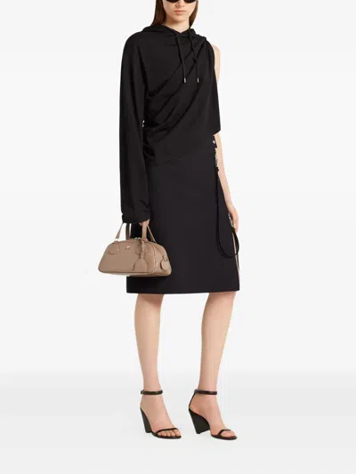 Courrèges Structured Shoulder Bag With Detachable Strap And Top Handles In Nude