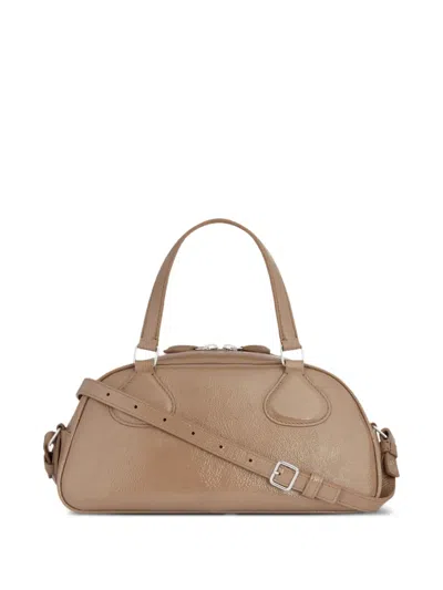 Courrèges Structured Shoulder Bag With Detachable Strap And Top Handles In Nude