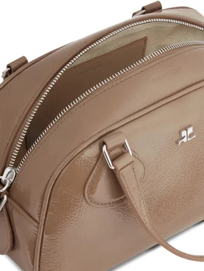 Courrèges Structured Shoulder Bag With Detachable Strap And Top Handles In Nude