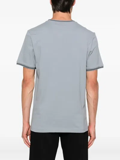 Hugo Boss Tipped-collar Cotton T-shirt In Gray