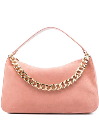 Twinset Liliane Chain-embellished Suede Shoulder Bag