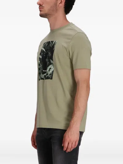 Hugo Boss Panther-print Cotton T-shirt In Brown